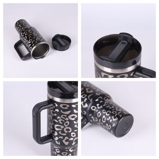 40 Oz Tumbler With Handle Straw Insulated, Stainless Steel Spill Proof Vacuum Coffee Cup